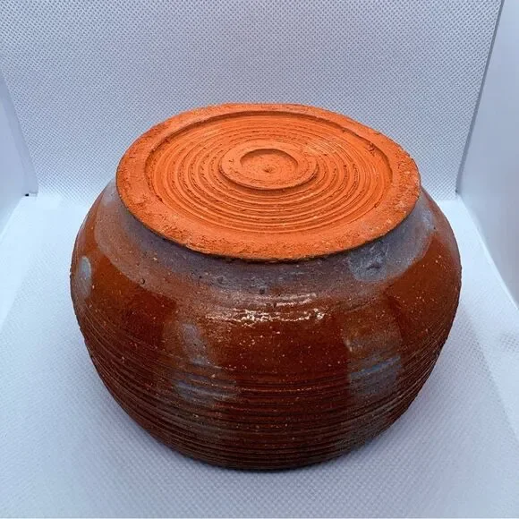 Vintage Studio Pottery Stoneware Tea Bowl, Powder Blue bands, Chawan Style - Picture 5 of 10